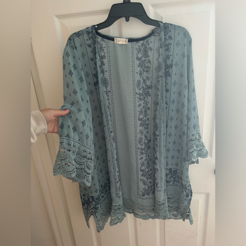 Altar’d state blue open front duster, size large